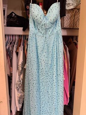 Lulu Light Blue sequins Sparkle Prom Dress with Corset Bodice